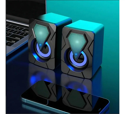 Parlante Para Pc Con Luz Rgb Gamer Portatil Negro