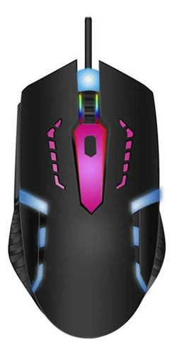 Mouse Optico Gamer Usb Luces Rgb 4 Botones Pc Computadora Negro