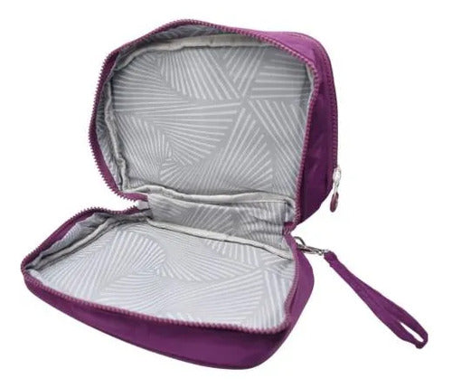 Estuche Maquillaje Bolso Porta Cosméticos 2 Niveles 23x16cm Violeta