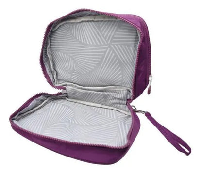Estuche Maquillaje Bolso Porta Cosméticos 2 Niveles 23x16cm Violeta