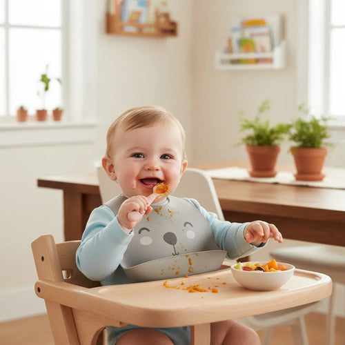Kit Set Infantil Babero Cuchara Bebé Pack X2 Piezas Hogar Aleatorio