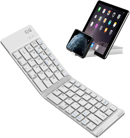 Mini Teclado Inalambrico Plegable Portatil, Bluetooth Blanco