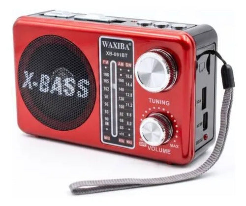 Radio Portátil 3 Bandas Am Fm Sw Bluetooth Linterna 3 Bandas Rojo