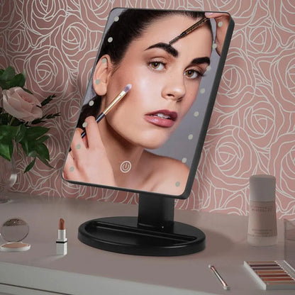 Espejo Tocador Para Maquillaje Con Luz Led Con Rotacion Negro