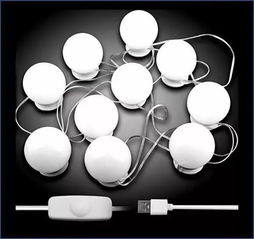 Kit 10 Focos Lamparas Luz Led Espejo Usb Maquillaje Camarin Veoquiero