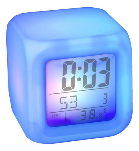 Reloj Despertador Con Termometro Cambia De Color Blanco