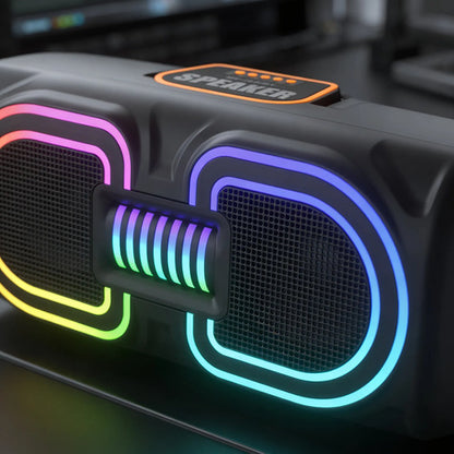 Parlante Bluetooth Portátil 2x4 Led Rgb Tws Usb Tf Fm Aux Negro