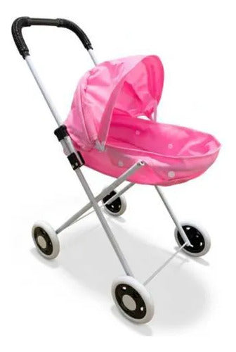 Coche Para Muñeca Plegable Capota Metal Rosado 57cm Rosa