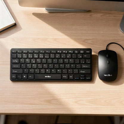 Combo Set Teclado Mouse Inalambrico Usb Pc Notebook Oficina Negro