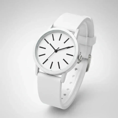 Reloj De Pulsera Analógico Correa De Colores Diseño Casual Blanco