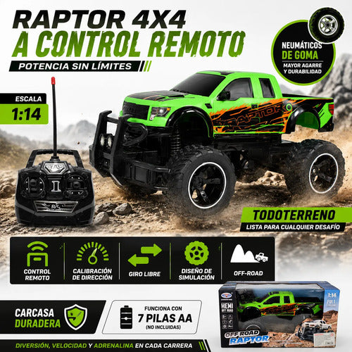 Camioneta 4x4 Control Remoto Todoterreno Escala 1:14 Verde Verde
