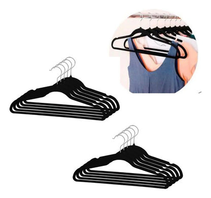 Perchas De Terciopelo Ropa Antideslizante Negro Set X10 Negro