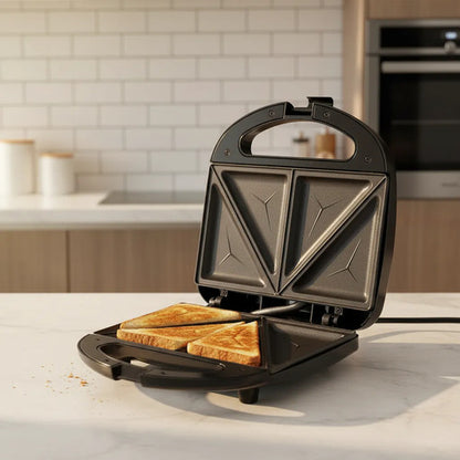 Sandwichera Electrica 750w Antiadherente Acero Inoxodable Eq Negro