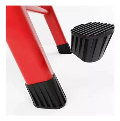 Escalera De 3 Escalones Antideslizante Plegable Metal Roja Rojo