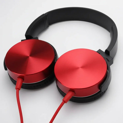 Auriculares Cable 3.5 Mic Manos Libres Vincha Ajustable Rojo