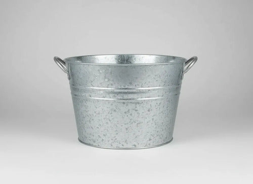 Hielera Balde Cervecera Bebidas Acero Manijas 28cm Metalica Plateado Lisa