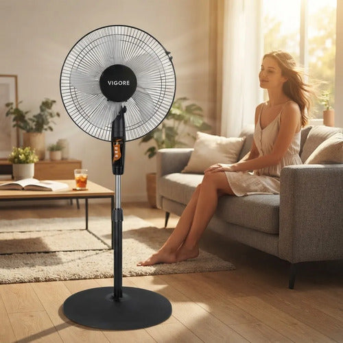 Ventilador De Pie 16 Pulgadas 5 Aspas Plástico 40w Ajustable 40.64 Cm Negro