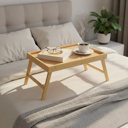 Mesa Bandeja Desayunadora Bambú Mesa Plegable 50x30x22cm Natural