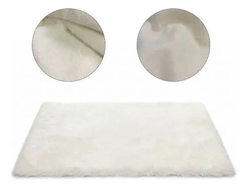 Alfombra Felpa Suave Base Gamuza Decorativa Afelpada 50x80cm 80 M 50 M Blanco