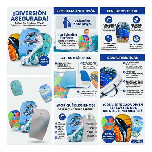 Tabla Surf Barrenar Olas Pileta Playa Correa Infantil 68x45 Varios Diseños. Sujetos A Disponibilidad De Stock