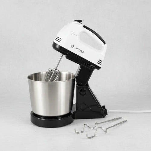 Batidora Mano Pedestal Pie 7 Velocidades Bowl Metalico 2.5l Blanco 50/60 Hz