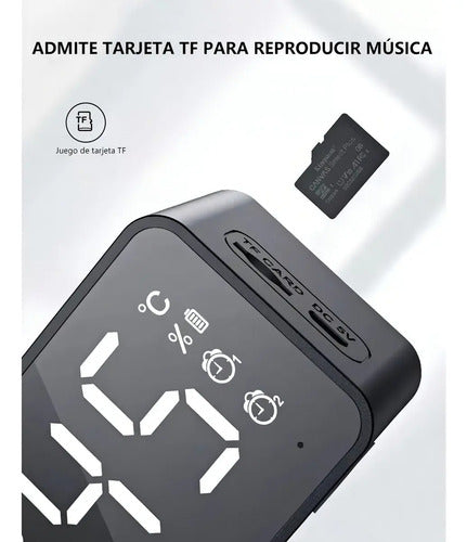Marca Glowlin Reloj Despertador Digital Adornos Radio Y Altavoz Bluetooth Negro