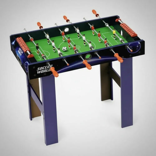 Futbolito Mesa 81x43x78cm Barras Metálicas Mdf Marcador Azul