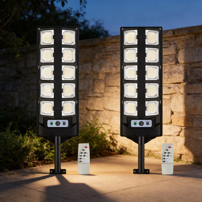 Set X2 Foco Solar Reflector Led Sensor Movimiento Exterior Negro Blanco