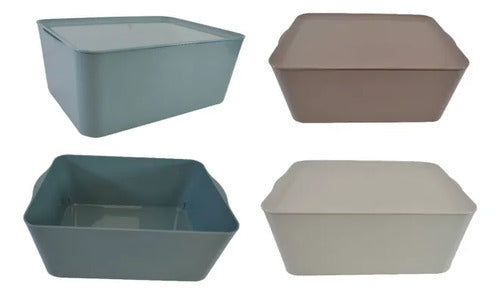 Caja Multiuso Plástica Organizadora Tapa Hogar 35x25x15cm Beige
