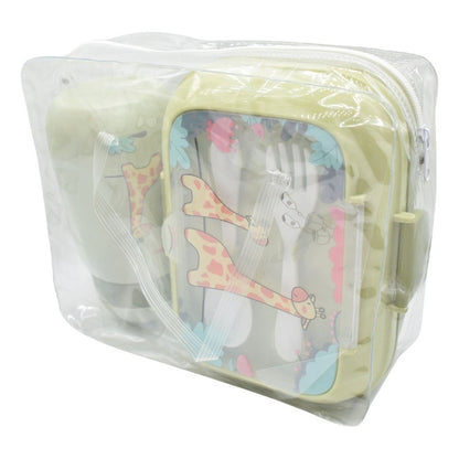 Lonchera Vianda Con Vaso Y Cubiertos De Plastico Para Niños