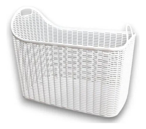 Canasto/cesto Asas Organizador Plástico Calado Multiuso 51cm Blanco