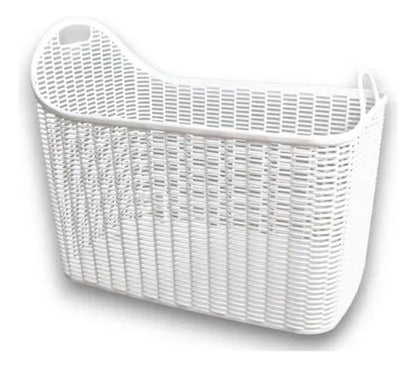 Canasto/cesto Asas Organizador Plástico Calado Multiuso 51cm Blanco