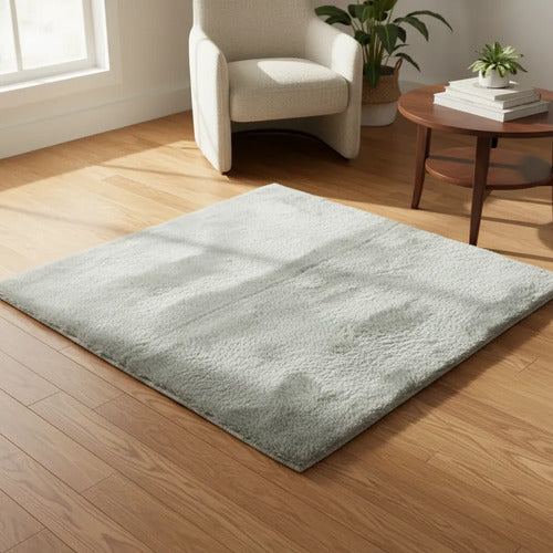 Alfombra Felpa Suave Base Gamuza 50x80cm Afelpada Decorativa 80 M 50 M Gris