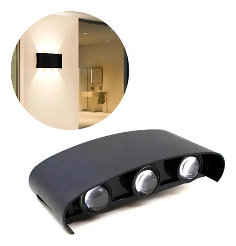 Aplique Pared Bidireccional Foco Exterior Lampara 3 Luces