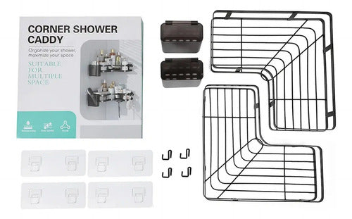 Organizador Estante Colgante Baño Ducha Pared Adhesivo X2 Negro