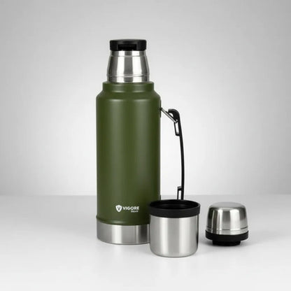 Termo Acero Inoxidable 1.2l Asa Plegable Hermético 2 Paredes Verde