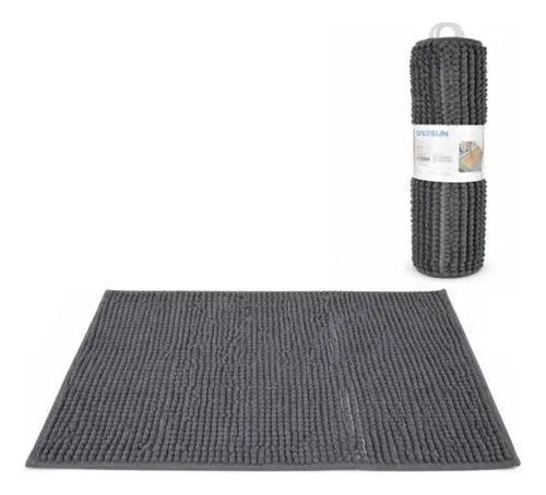 Alfombra Absorbente Suave Poliéster Baño 50x80 Cm Carpetas Gris
