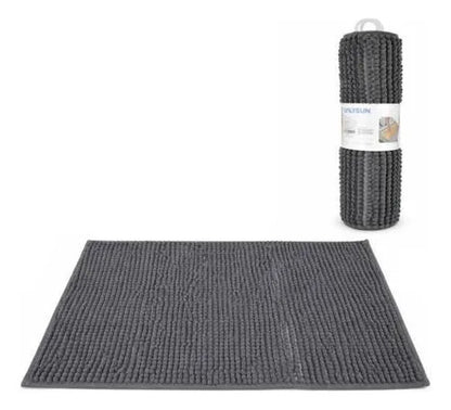 Alfombra Absorbente Suave Poliéster Baño 50x80 Cm Carpetas Gris