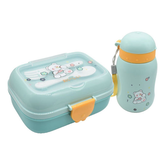 Lonchera Vianda Con Vaso Y Cubiertos De Plastico Para Niños