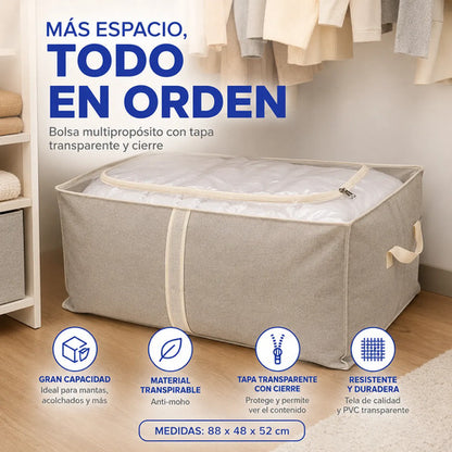 Bolsa Organizadora Ropa Manta Guardarropa Cierre 88x48x52cm Beige