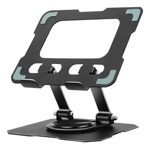 Soporte Base Plegable Tablet Celular Aluminio Ajustable 360 Negro