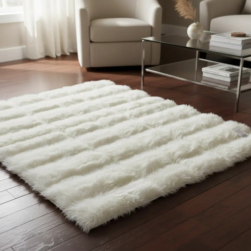 Alfombra Felpa Relieve Suave Base Gamuza 50x80cm Felpudo 80 Cm 50 Cm Blanco