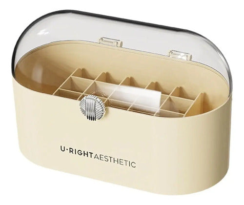 Caja Organizador Cosmeticos Maquillaje Accesorios 22x11x14cm Beige