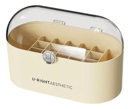 Caja Organizador Cosmeticos Maquillaje Accesorios 22x11x14cm Beige