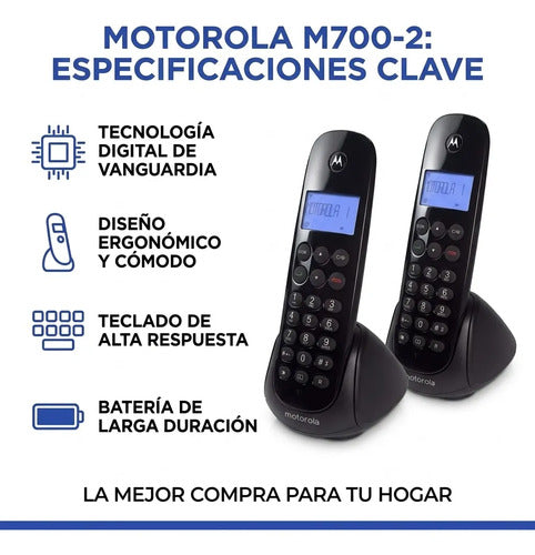 Telefono Inalambrico Digital Base Doble Identificador Numero Negro