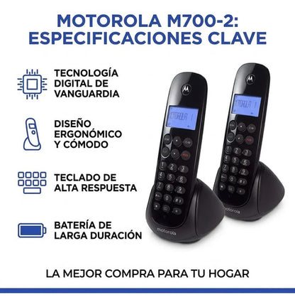 Telefono Inalambrico Digital Base Doble Identificador Numero Negro