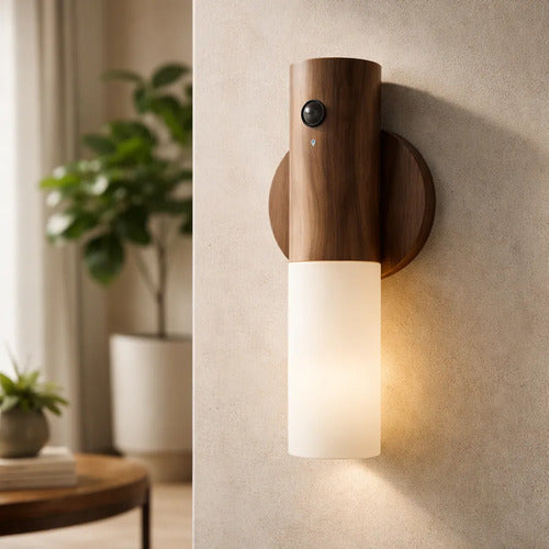Lampara Pared Recargable Sensor De Movimiento Luz Calida Usb Marrón