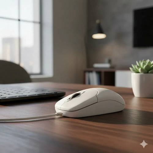 Mouse Optico Cableado Usb Computadora Pc Mac Laptop Oficina Blanco