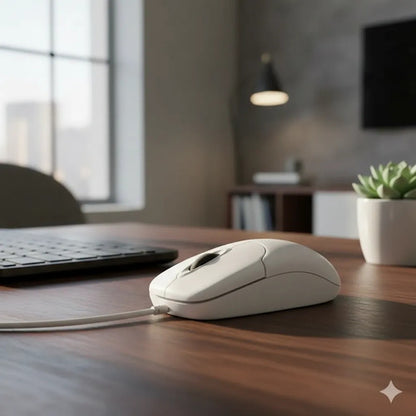 Mouse Optico Cableado Usb Computadora Pc Mac Laptop Oficina Blanco