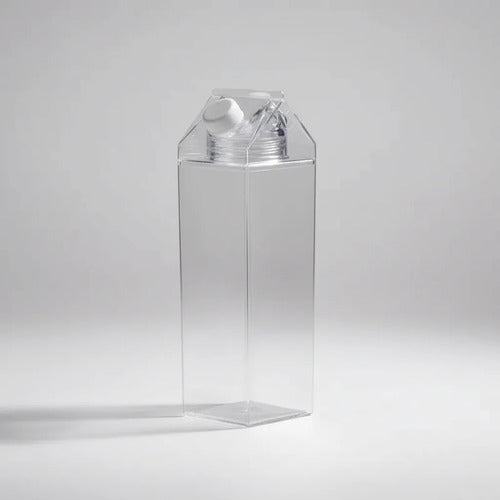 Botellas Transparente Reutilizable Cuadrada Tapa Libre Bpa Transparente